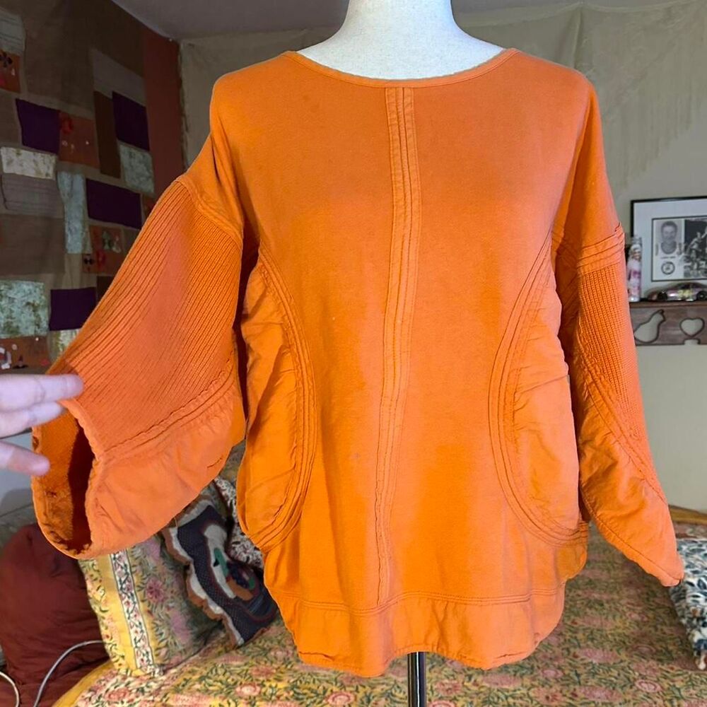 80s VTG Adrienne Vittadini Sport Orange Cotton w/ Ballon Sleeve and Pockets